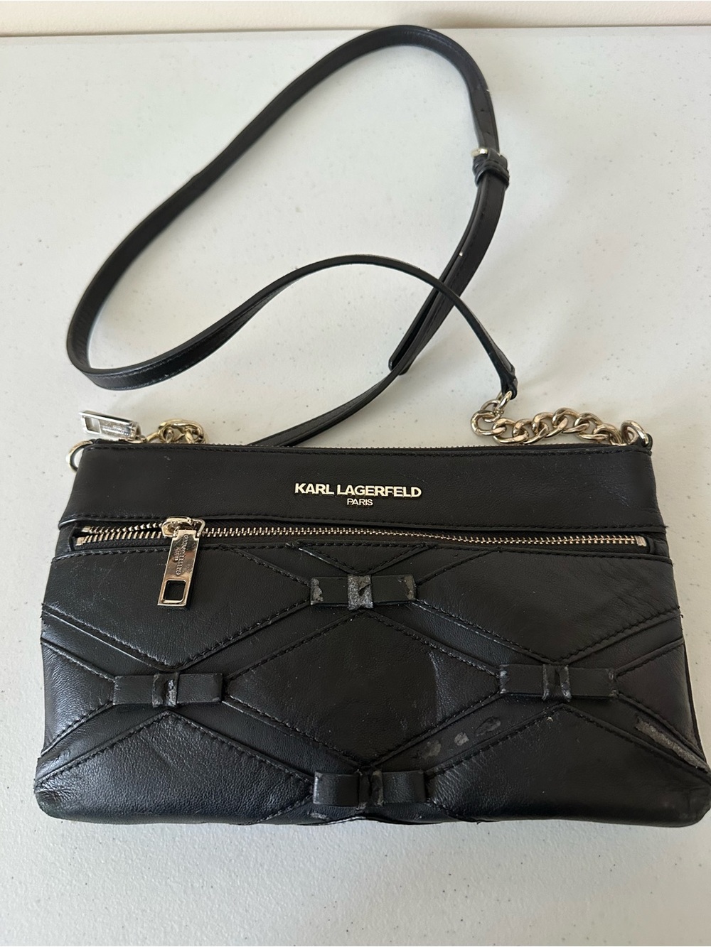 Karl Lagerfeld Black Quilted Crossbody Bag pre owned